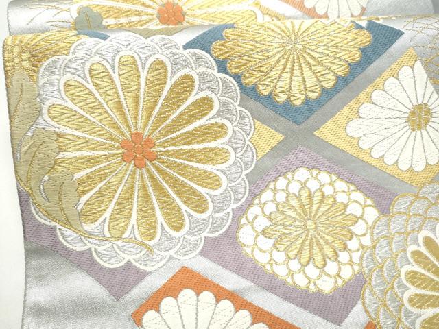 平和屋着物●六通柄袋帯　唐織　菊　金銀糸　正絹　逸品　CABI0321hy