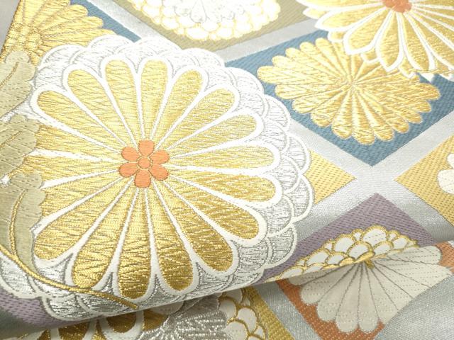 平和屋着物●六通柄袋帯　唐織　菊　金銀糸　正絹　逸品　CABI0321hy