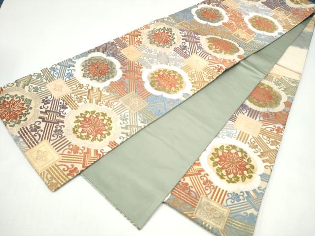 平和屋着物●六通柄袋帯　唐織　花唐草文　金糸　正絹　逸品　CABI0322hy