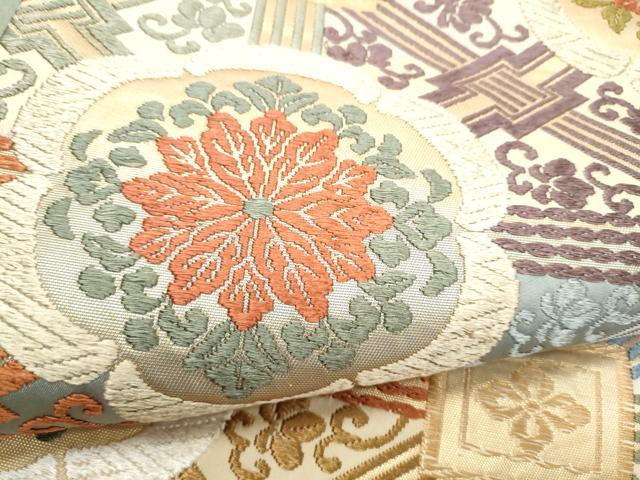 平和屋着物●六通柄袋帯　唐織　花唐草文　金糸　正絹　逸品　CABI0322hy