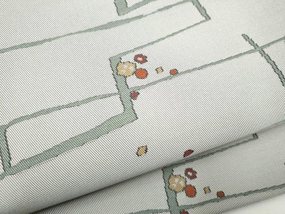 平和屋着物●六通柄袋帯　幾何学梅文　正絹　逸品　CABI0323hy