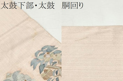 平和屋着物●太鼓柄袋帯　すくい織　船　成物　正絹　逸品　CABI0332hy
