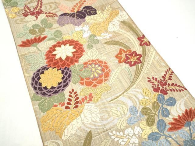 平和屋着物●六通柄袋帯　唐織　能衣四季文　金糸　正絹　逸品　CABI0335hy