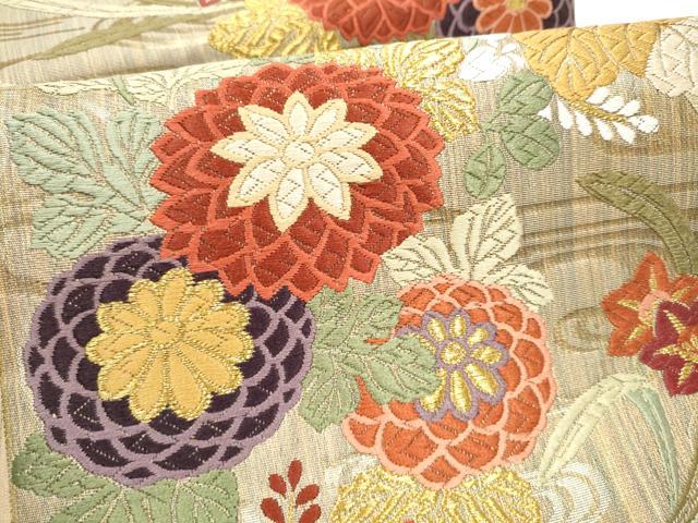 平和屋着物●六通柄袋帯　唐織　能衣四季文　金糸　正絹　逸品　CABI0335hy