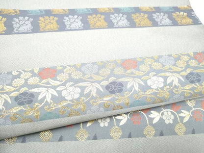 平和屋着物●六通柄袋帯　紹巴　名物裂　金糸　正絹　逸品　CABI0339hy