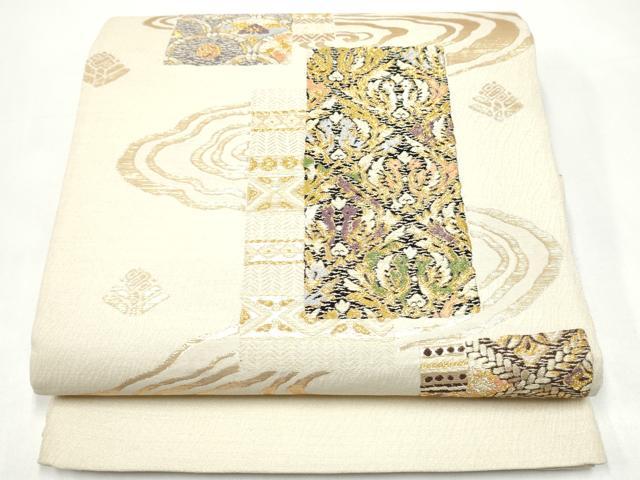 平和屋着物●六通柄袋帯　綾羅　短冊向かい鳥花文　正絹　逸品　CABI0340hy