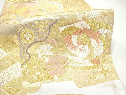 平和屋着物●織匠十一代目 篠屋宗兵衛 謹製　綴れ唐織　六通柄袋帯　色紙重ね鳳凰花文　金銀糸　正絹　逸品　CABI0341hy