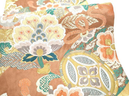 平和屋着物●六通柄袋帯　唐織　更紗花文　金糸　正絹　逸品　CABI0343hy