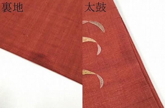 平和屋着物●中国三大刺繍　スワトウ刺繍　総刺繍　太鼓柄袋帯　紬地　孔雀花文　正絹　逸品　CABI0344hy