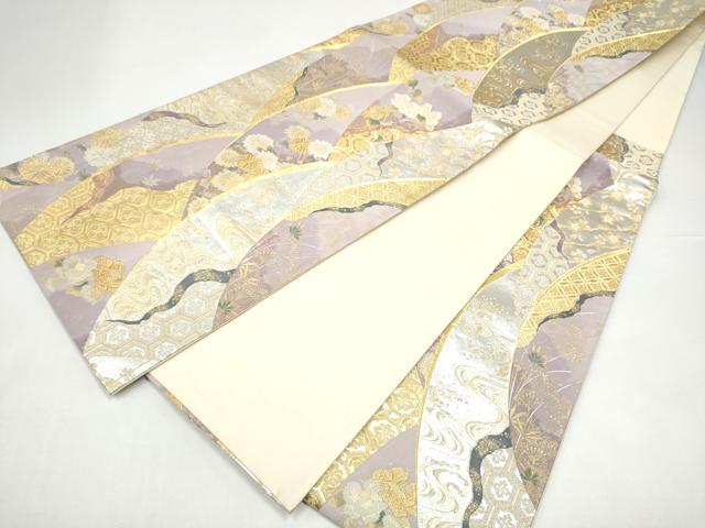 平和屋着物●西陣　河瀬満織物謹製　六通柄袋帯　蒔絵青海小花文　金銀糸　引箔　正絹　逸品　CABI0351hy