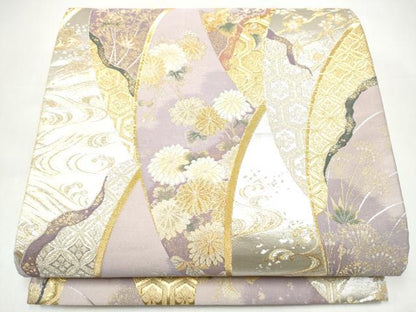 平和屋着物●西陣　河瀬満織物謹製　六通柄袋帯　蒔絵青海小花文　金銀糸　引箔　正絹　逸品　CABI0351hy