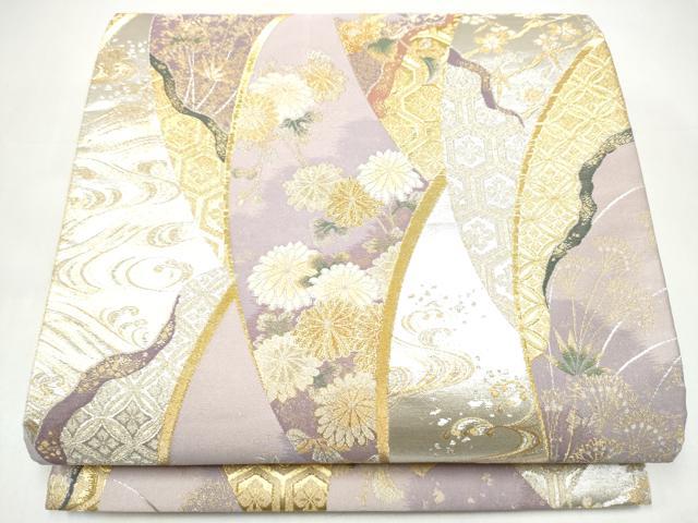 平和屋着物●西陣　河瀬満織物謹製　六通柄袋帯　蒔絵青海小花文　金銀糸　引箔　正絹　逸品　CABI0351hy