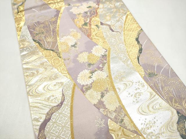 平和屋着物●西陣　河瀬満織物謹製　六通柄袋帯　蒔絵青海小花文　金銀糸　引箔　正絹　逸品　CABI0351hy