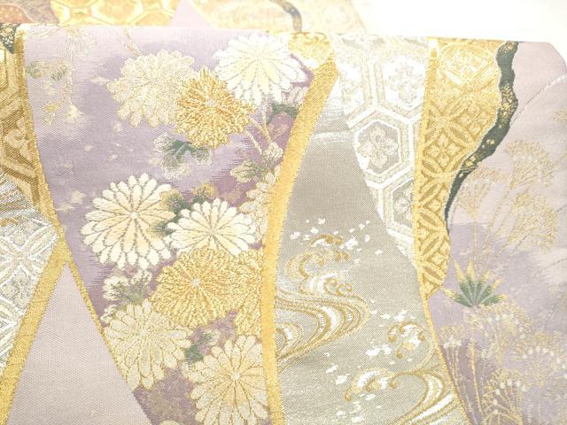 平和屋着物●西陣　河瀬満織物謹製　六通柄袋帯　蒔絵青海小花文　金銀糸　引箔　正絹　逸品　CABI0351hy