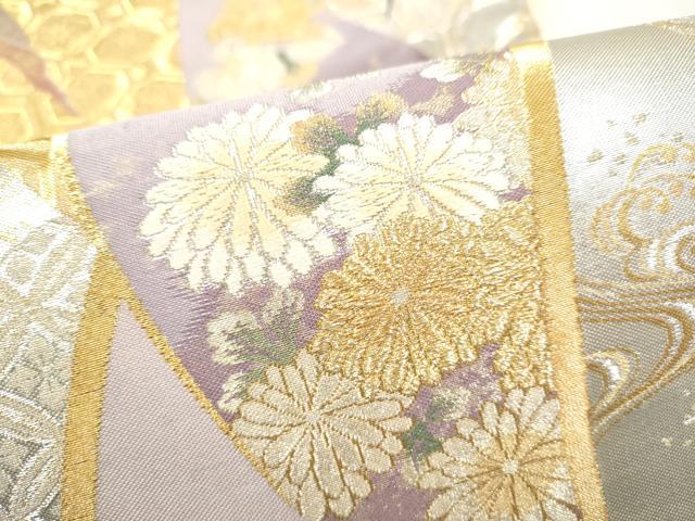 平和屋着物●西陣　河瀬満織物謹製　六通柄袋帯　蒔絵青海小花文　金銀糸　引箔　正絹　逸品　CABI0351hy