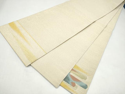 平和屋着物●爪掻き本綴れ　太鼓柄袋帯　エ霞文　金銀糸　正絹　逸品　CABI0356hy