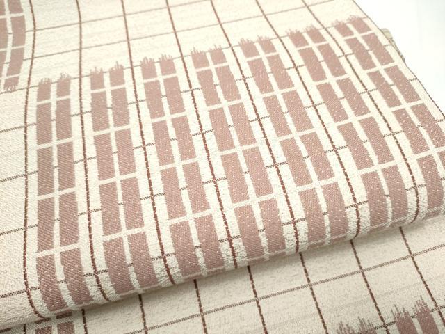 平和屋着物●両面　全通柄袋帯　市松霞文　正絹　逸品　CABI0363hy