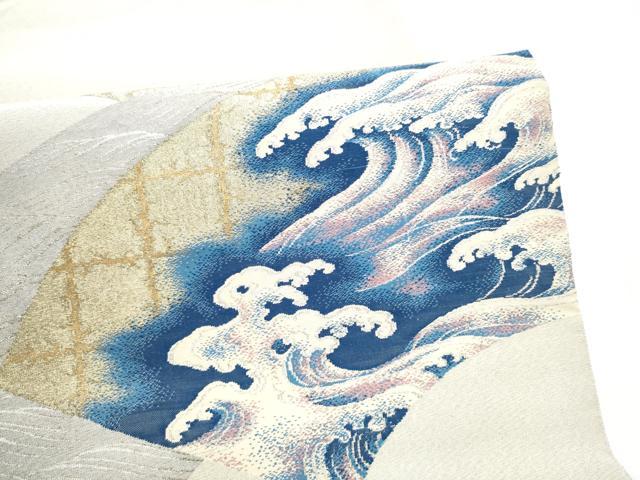 平和屋着物●太鼓柄袋帯　綴れ　地紙流水文　金銀糸　正絹　逸品　CABI0365hy
