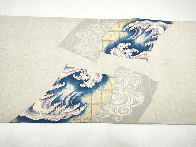 平和屋着物●太鼓柄袋帯　綴れ　地紙流水文　金銀糸　正絹　逸品　CABI0365hy