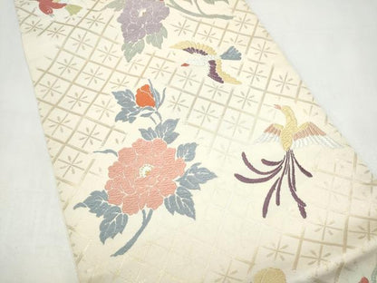 平和屋着物●六通柄袋帯　唐織　花鳥文　金糸　正絹　逸品　CABI0370hy