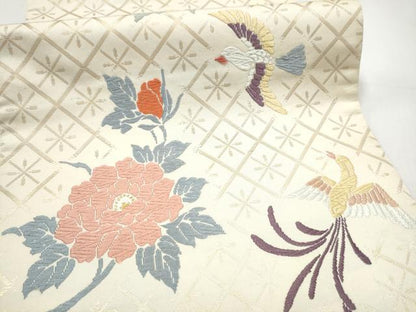 平和屋着物●六通柄袋帯　唐織　花鳥文　金糸　正絹　逸品　CABI0370hy