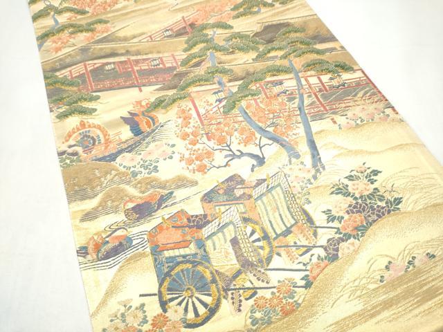 平和屋着物●老舗織元　泰生織物　六通柄袋帯　唐織　風景文　本金箔　正絹　逸品　CABI0371hy