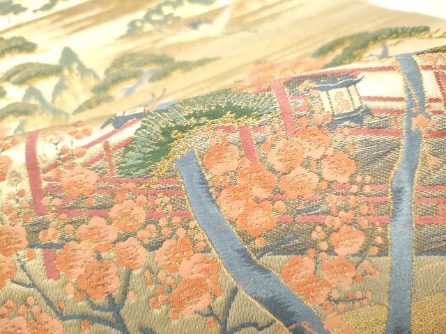 平和屋着物●老舗織元　泰生織物　六通柄袋帯　唐織　風景文　本金箔　正絹　逸品　CABI0371hy