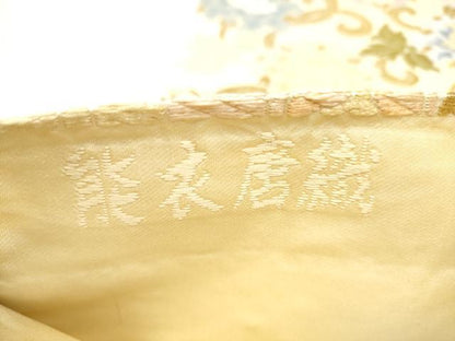 平和屋着物●六通柄袋帯　衲衣唐織　牡丹唐草文様　金糸　正絹　逸品　CABI0372hy