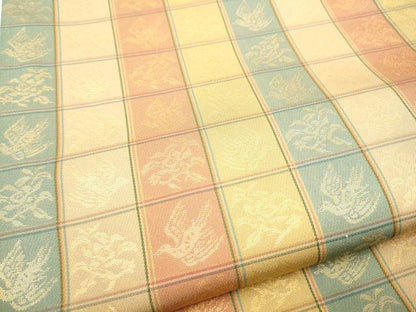 平和屋着物●名物裂一筋　西陣・あらいそ謹製　全通柄　本袋帯　市松鳥文　金糸　正絹　逸品　CABI0374hy