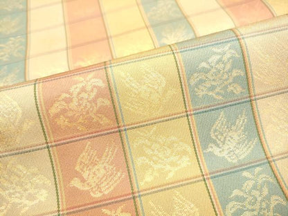 平和屋着物●名物裂一筋　西陣・あらいそ謹製　全通柄　本袋帯　市松鳥文　金糸　正絹　逸品　CABI0374hy