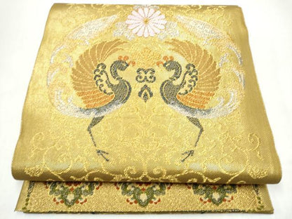 平和屋着物●六通柄袋帯　宮廷貝紫　菊屏風文　金銀糸　正絹　逸品　CABI0380hy