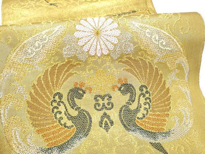 平和屋着物●六通柄袋帯　宮廷貝紫　菊屏風文　金銀糸　正絹　逸品　CABI0380hy