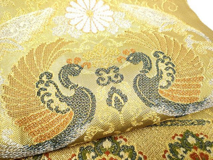 平和屋着物●六通柄袋帯　宮廷貝紫　菊屏風文　金銀糸　正絹　逸品　CABI0380hy