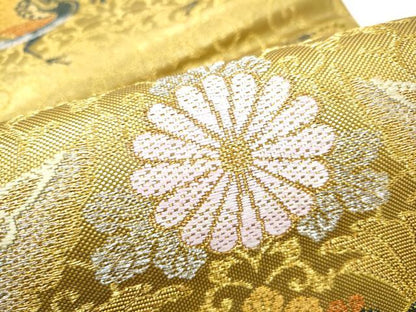平和屋着物●六通柄袋帯　宮廷貝紫　菊屏風文　金銀糸　正絹　逸品　CABI0380hy