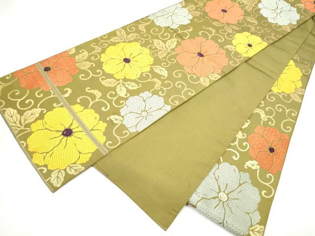 平和屋着物●六通柄　本袋帯　花唐草文　金糸　正絹　逸品　CABI0381hy