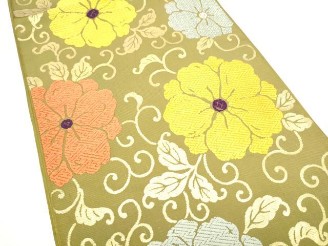 平和屋着物●六通柄　本袋帯　花唐草文　金糸　正絹　逸品　CABI0381hy