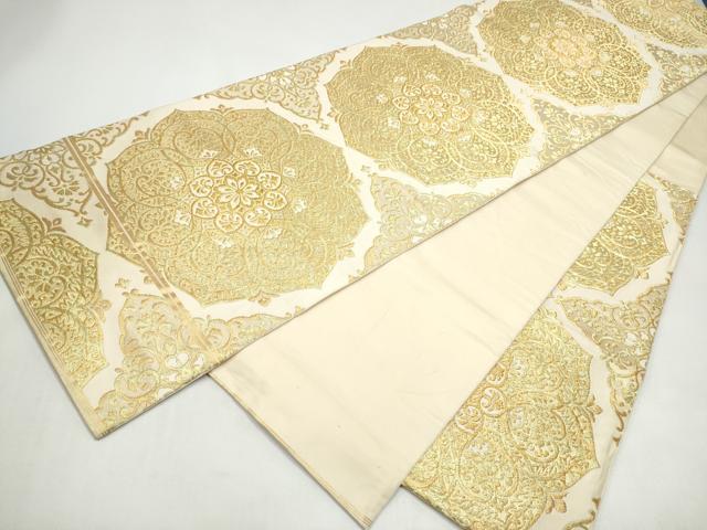 平和屋着物●西陣　川島織物　六通柄　本袋帯　正倉院花文　金糸　正絹　逸品　CABI0382hy