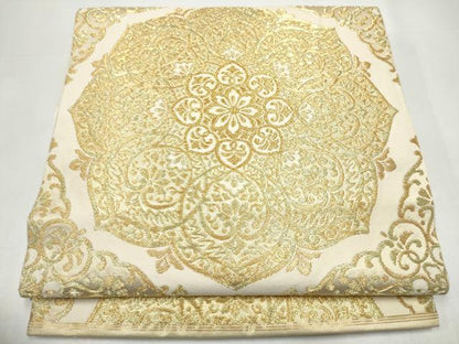 平和屋着物●西陣　川島織物　六通柄　本袋帯　正倉院花文　金糸　正絹　逸品　CABI0382hy