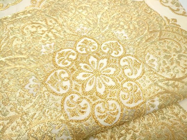 平和屋着物●西陣　川島織物　六通柄　本袋帯　正倉院花文　金糸　正絹　逸品　CABI0382hy