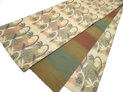 平和屋着物●両面　全通柄袋帯　花唐草文　正絹　逸品　CABI0389hy