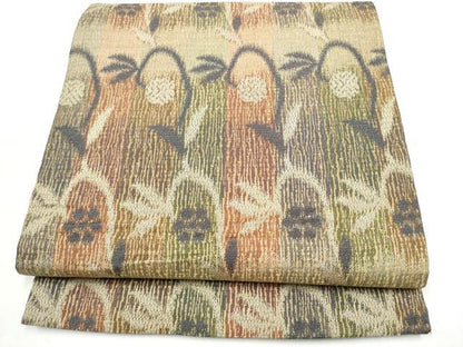平和屋着物●両面　全通柄袋帯　花唐草文　正絹　逸品　CABI0389hy
