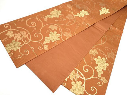 平和屋着物●六通柄袋帯　葡萄唐草　金糸　正絹　逸品　CABI0396hy