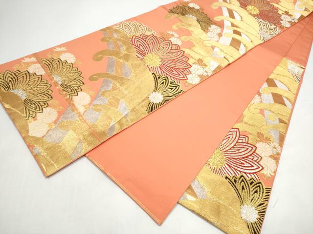 平和屋着物●西陣　川島織物　六通柄　本袋帯　流水菊文　金銀糸　正絹　逸品　CABI0397hy