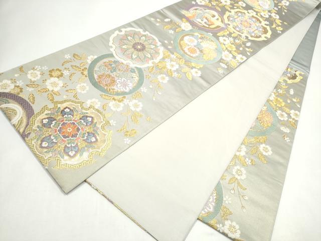 平和屋着物●六通柄袋帯　唐織　鳳凰花丸文　金糸　正絹　逸品　CABI0398hy