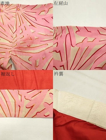 平和屋着物●アンティーク　大正ロマン　長襦袢　袷　舞花文　正絹　逸品　CABI0401gh
