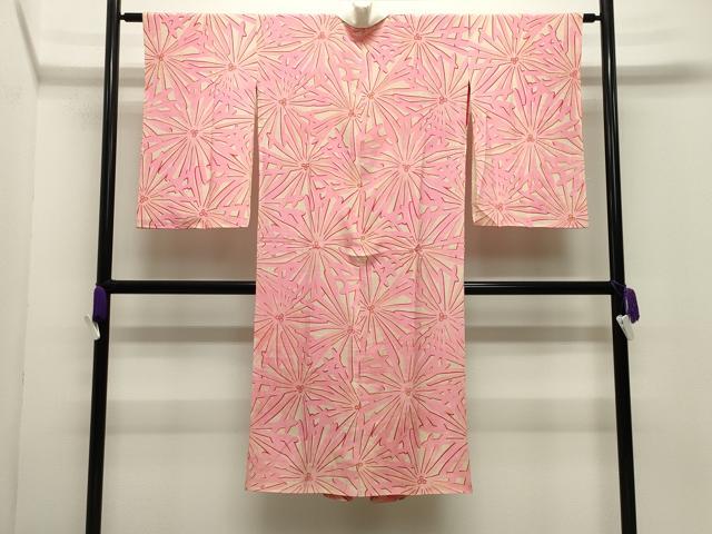 平和屋着物●アンティーク　大正ロマン　長襦袢　袷　舞花文　正絹　逸品　CABI0401gh