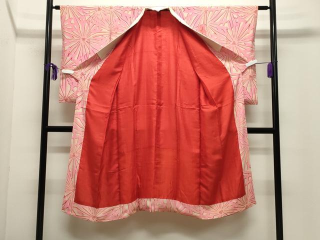 平和屋着物●アンティーク　大正ロマン　長襦袢　袷　舞花文　正絹　逸品　CABI0401gh