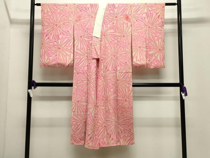 平和屋着物●アンティーク　大正ロマン　長襦袢　袷　舞花文　正絹　逸品　CABI0401gh