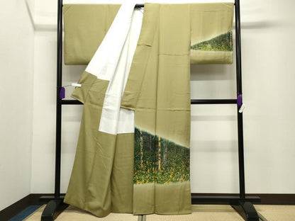 平和屋着物●中国国宝刺繍　乱針刺繍　訪問着　草木文　暈し染め　正絹　逸品　CABI0402gh
