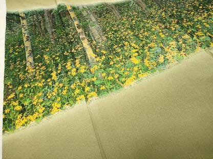 平和屋着物●中国国宝刺繍　乱針刺繍　訪問着　草木文　暈し染め　正絹　逸品　CABI0402gh